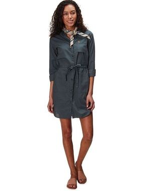Button-Front Fjallraven Ovik  Shirt Dress in Slate Gray